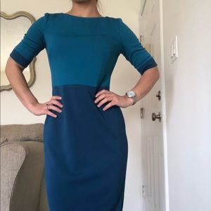 Blue Color Block Maggy London Dress Size 2